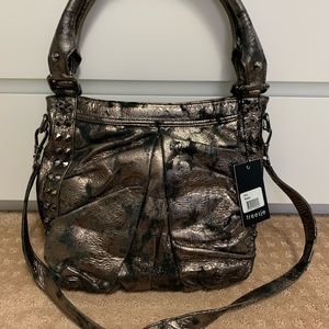 Unique Bronze Leather shoulder bag by Treesje